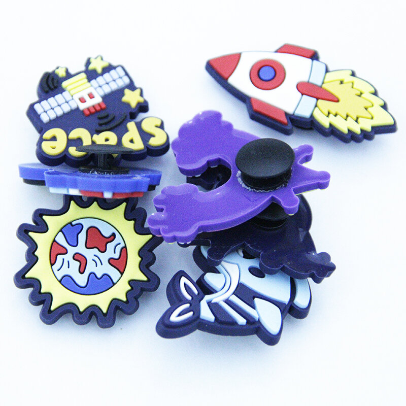 1Pcs Schoen Accessoires Cartoon Rocket Regenboog Schoen Charmes Decoratie Fit Croc Jibz Polsbandjes Kids Gift