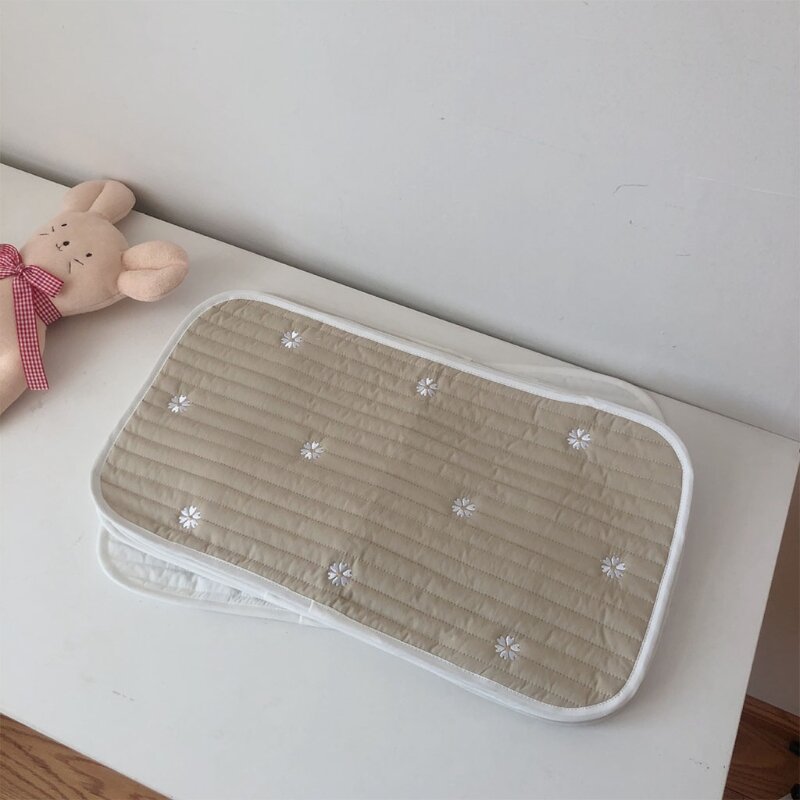 Funda de almohada con patrón de cereza para bebé, toalla suave de algodón bordado transpirable para dormir, toalla de almohada plana, ropa de cama para bebé