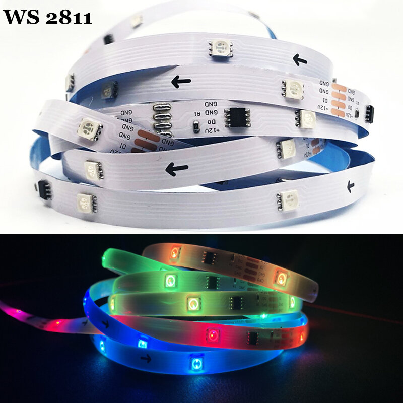 WS2812B LED Strip Light 1M-20M String lampada flessibile Tape DC5V /12V USB Bluetooth Control TV retroilluminazione Home Party Decoration Fita