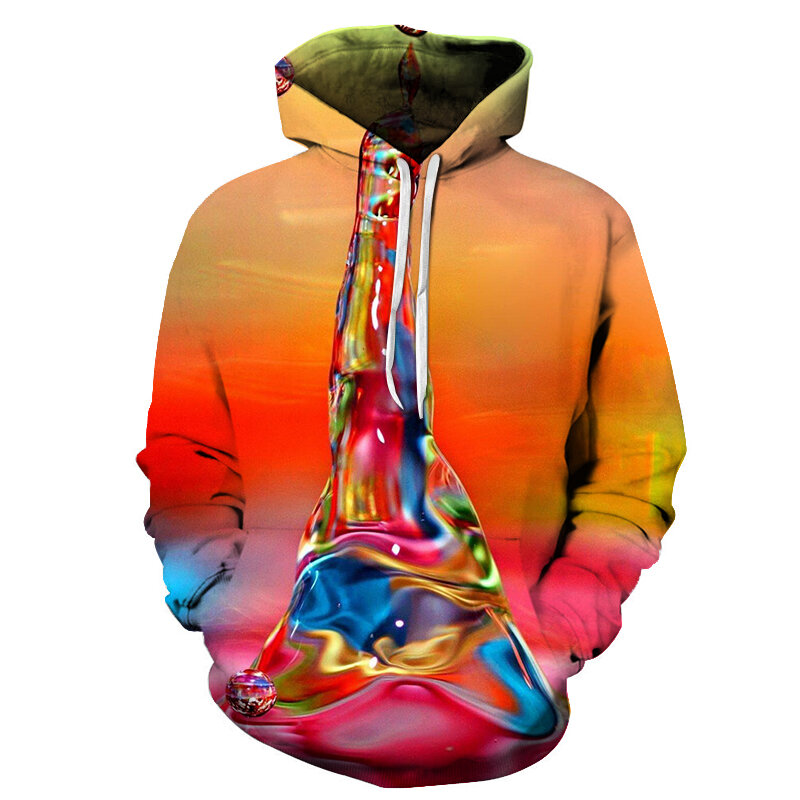 O mais recente unisex hoodie cor psychedelic 3d hoodie/moletom harajuku roupas de rua de mangas compridas no outono e inverno jacke