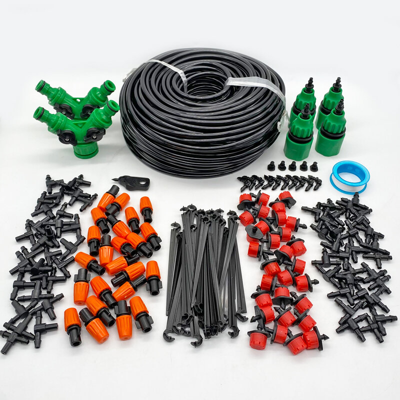 50M Tuin Besproeiing Micro Drip Irrigatiesysteem Automatische Self Watering Kit Drippers Verneveling Cooling Systeem