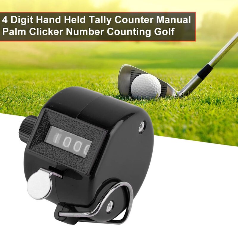 4 Digit Portabel Nyaman Plastik + Logam Tangan Memegang Penghitungan Angka Manual Palm Clicker Menghitung Golf