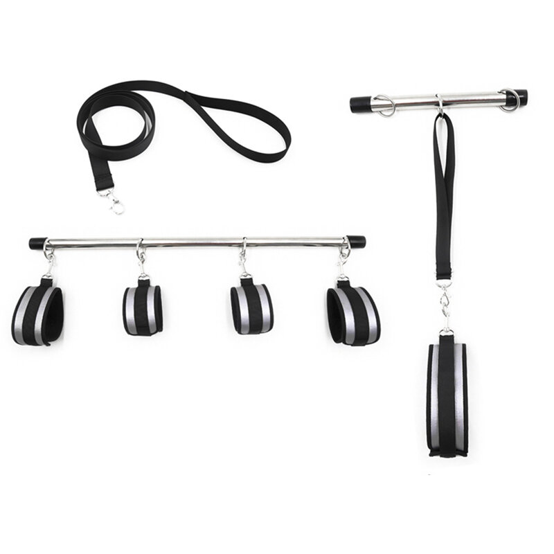 Bdsm Bondage Set Sex Handcuffs Ankle Cuffs Collar Stainless Steel Metal Spreader Bar Restraints Sex Toys for Couple Adult Games