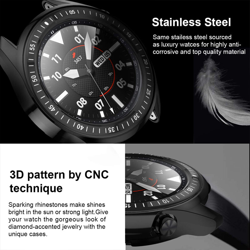 Cubierta adhesiva para reloj Galaxy Gear S3 Frontier, antiarañazos funda protectora de acero inoxidable, 46mm/42mm