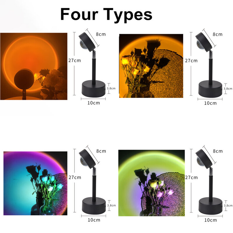 雰囲気ledナイトライト虹日没プロジェクターランプ家庭用コーヒーショップの背景壁の装飾usb操作テーブルランプ