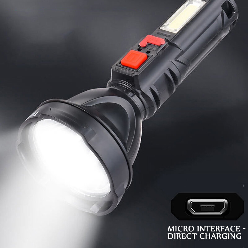 1pc latarka kempingowa LED 4 tryby oświetlenia COB światło boczne USB ładowanie wodoodporna wbudowana bateria 1200mAh do jazdy na rowerze na zewnątrz