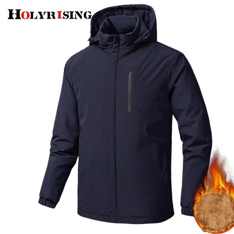 Holyrising M-6XL ผู้ชายฤดูหนาวกลางแจ้งซับกำมะหยี่ Hooded เสื้อสบาย Windproof กันน้ำ