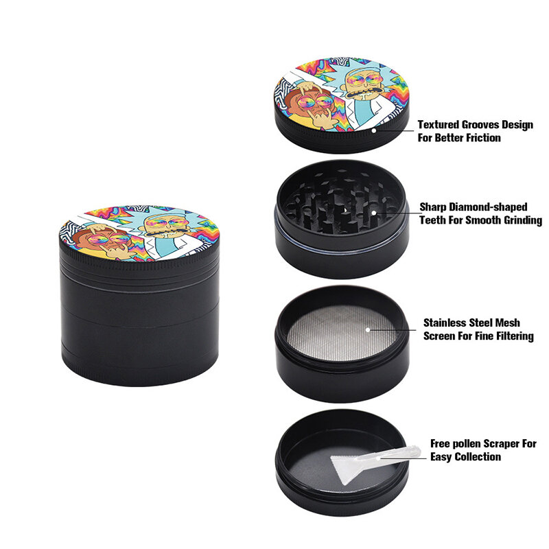 4 Layers Zinc Alloy Metal Dry Herb Tobacco Weed Grinder Smoke Accessories for Hemp Pepper Pot Spice Mill