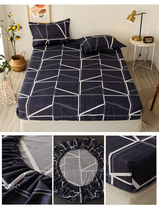 3 pçs roupa de cama rei tamanho coração-em forma de padrão conjunto de folha para cama de casal sabanas colchão capa com elástico