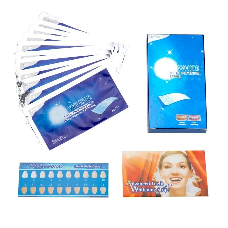 Gran oferta 14/7/3 uds blanqueamiento de dientes avanzado tiras mancha eliminación higiene limpieza bucal doble elástico blanqueamiento de