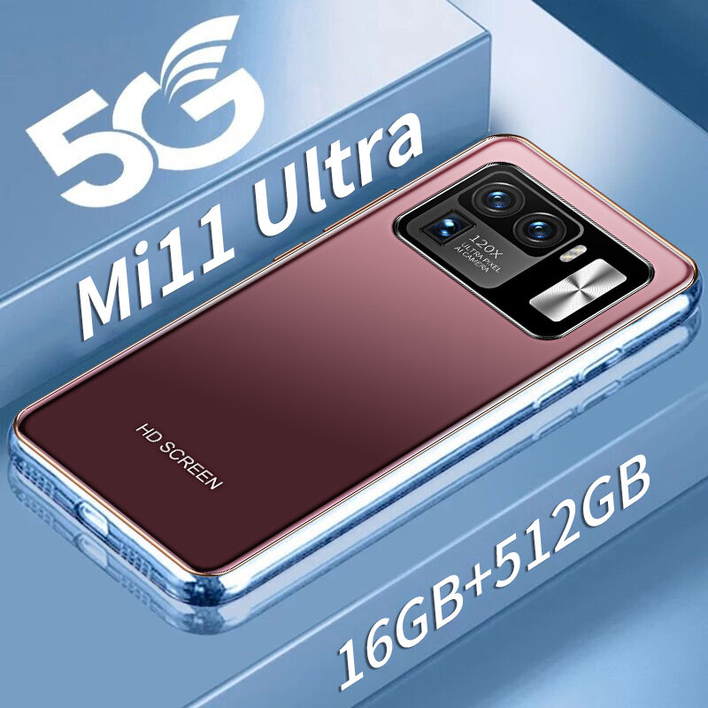 휴대 전화 5G Mi11 울트라 글로벌 버전 MTK6889 6800mAh 최신 6.7 인치 16 기가 바이트 512 기가 바이트 10 코어 핸드폰 4G LTE 스마트 폰 네트워크