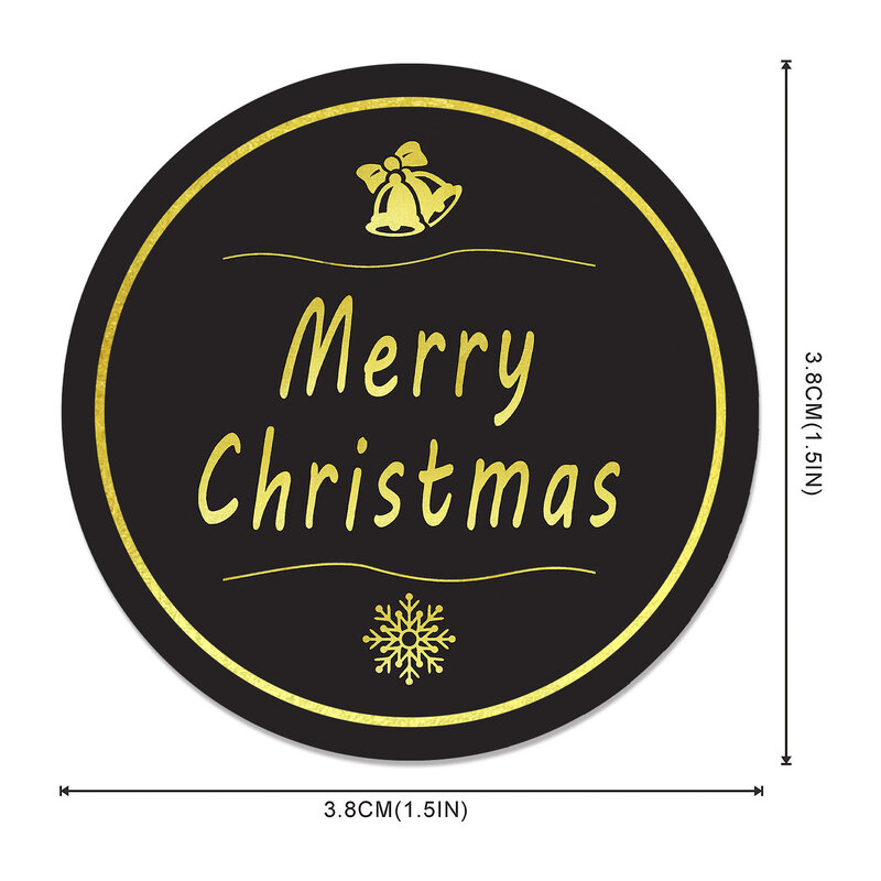 500pcs/roll round 1'' Gold leaf Merry Christmas Theme Sealing Sticker Gifts posted Baking Decoration package label Multifunction
