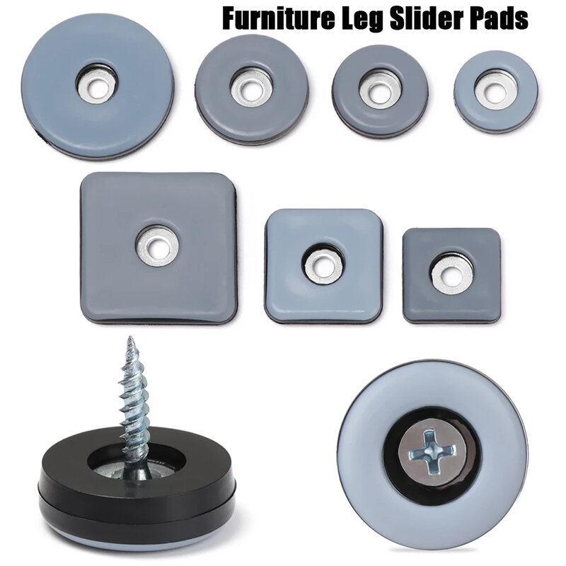 8PCS Furniture Leg Slider Pads with Screw Anti Slip Mat Bumper Damper Anti-collision Pad Floor Protective Sliding Pad