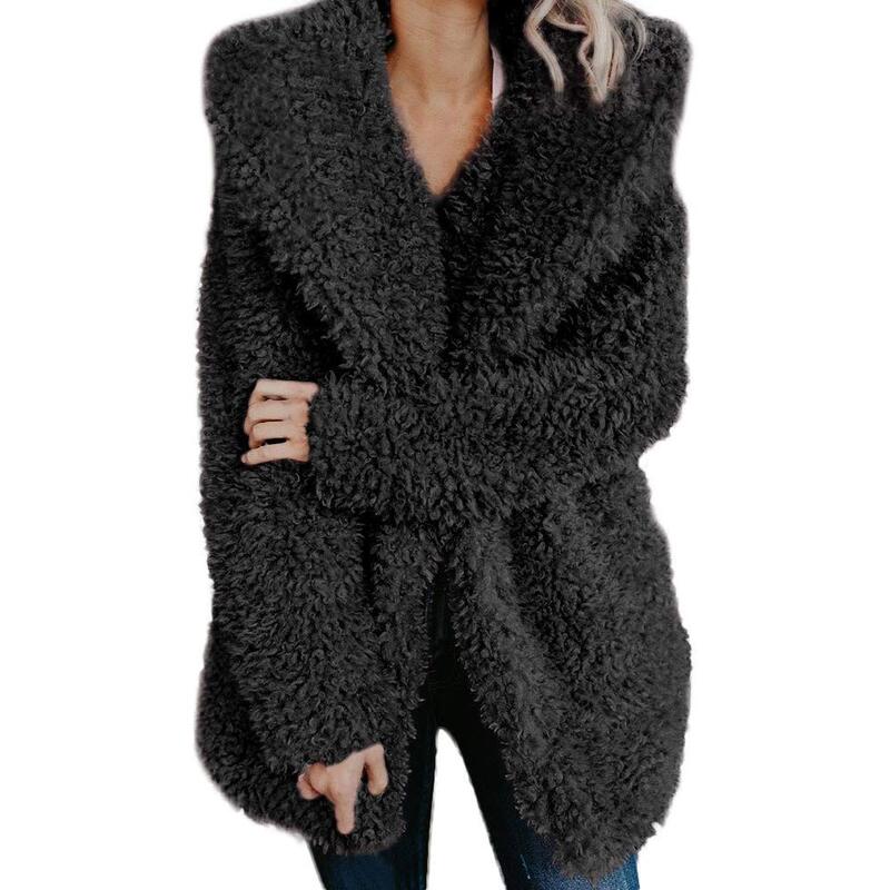 Zogaa casaco feminino de inverno com capuz, jaqueta quente peluda e de manga longa plus size