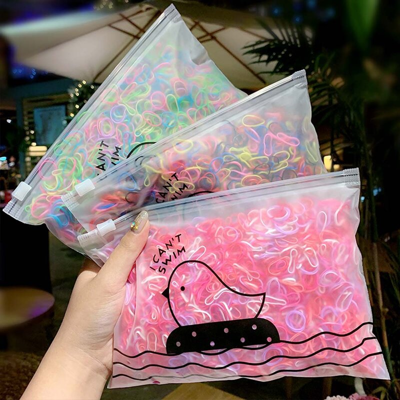 Cintas de goma desechables pequeñas y coloridas para el pelo para niñas, accesorios para el cabello de moda, 1000 unids/paquete