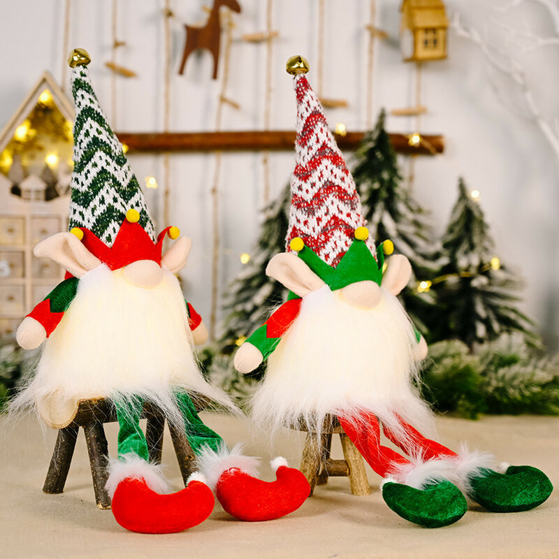 Gnomo di Natale Decorazioni Natalizie Gnomo Peluche con Cappello Lavorato a Maglia Bambola Natalizia Senza Volto Ornamento Decorazioni per Feste Natale Rosa 