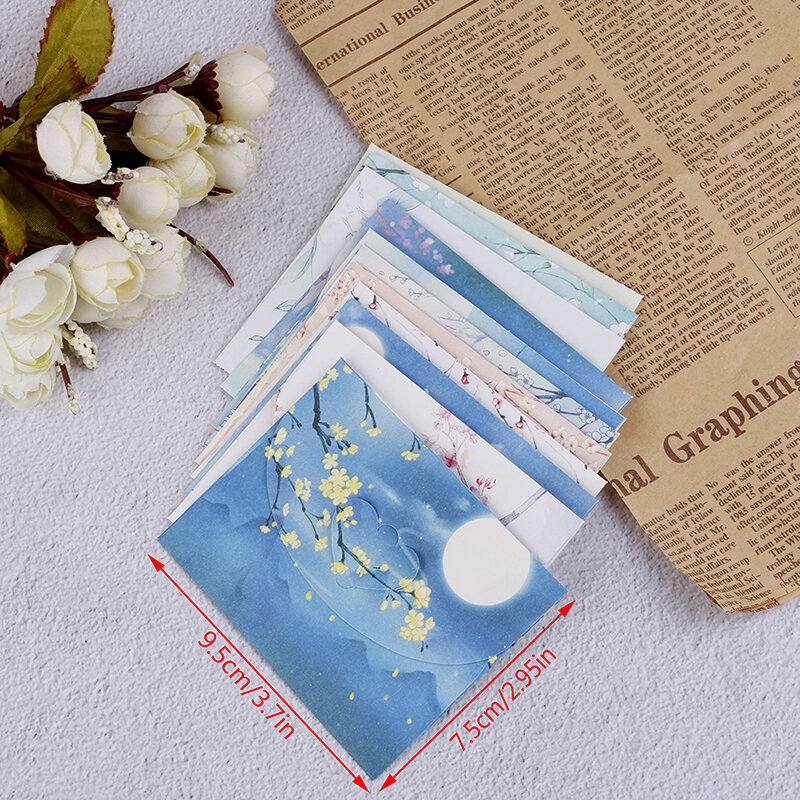 Enveloppes à fleurs en papier Style chinois Vintage, 10 pièces, papeterie créative en papier, cartes postales, Scrapbooking