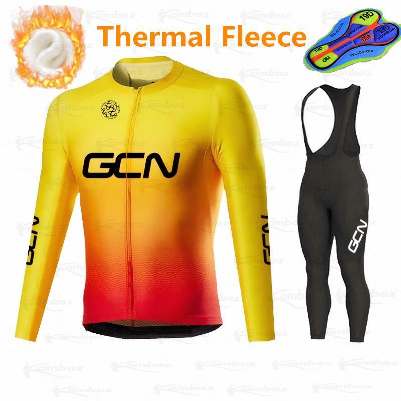 2021 GCN синий зимний флисовый велосипедный комплект из Джерси, новая одежда для горного велосипеда, одежда для велоспорта, велосипедная одежд...