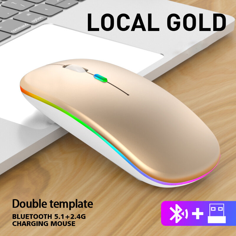Mouse Komputer Nirkabel Optik USB 2.4G Receiver Mouse Super Tipis untuk PC Laptop LED Tiga Mode Diam Portabel Lima Warna