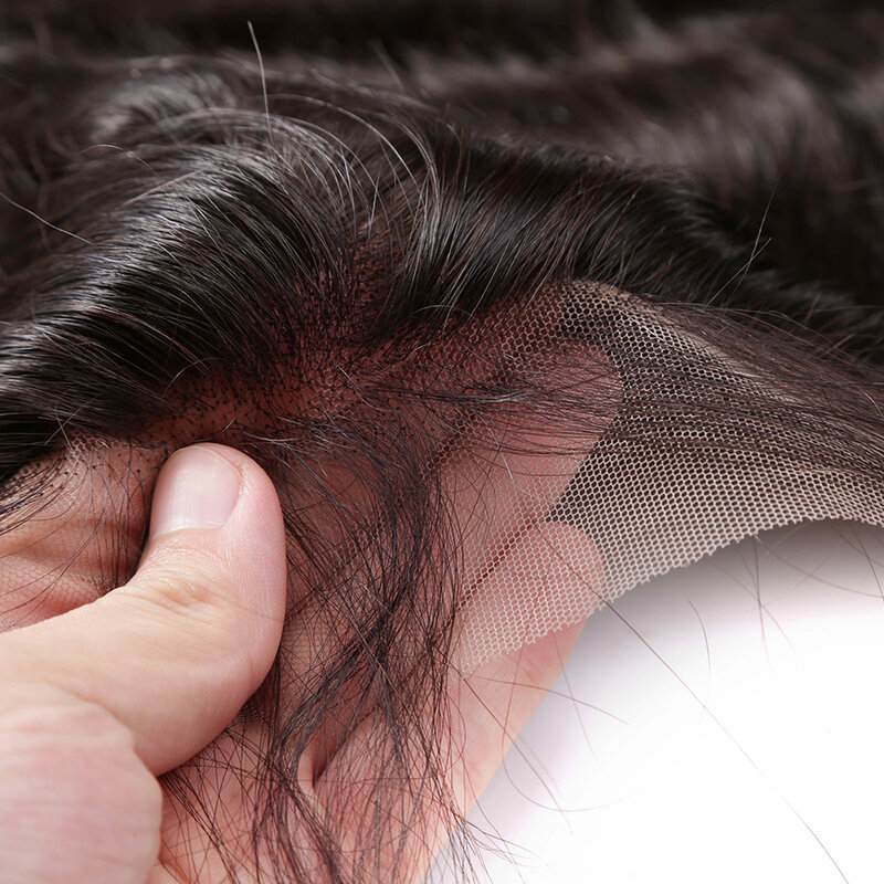 Hd laço transparente brasileiro remy cabelo humano onda do corpo 13x4 fechamento do laço cabelo natural linha fina pré arrancado com o cabelo do bebê