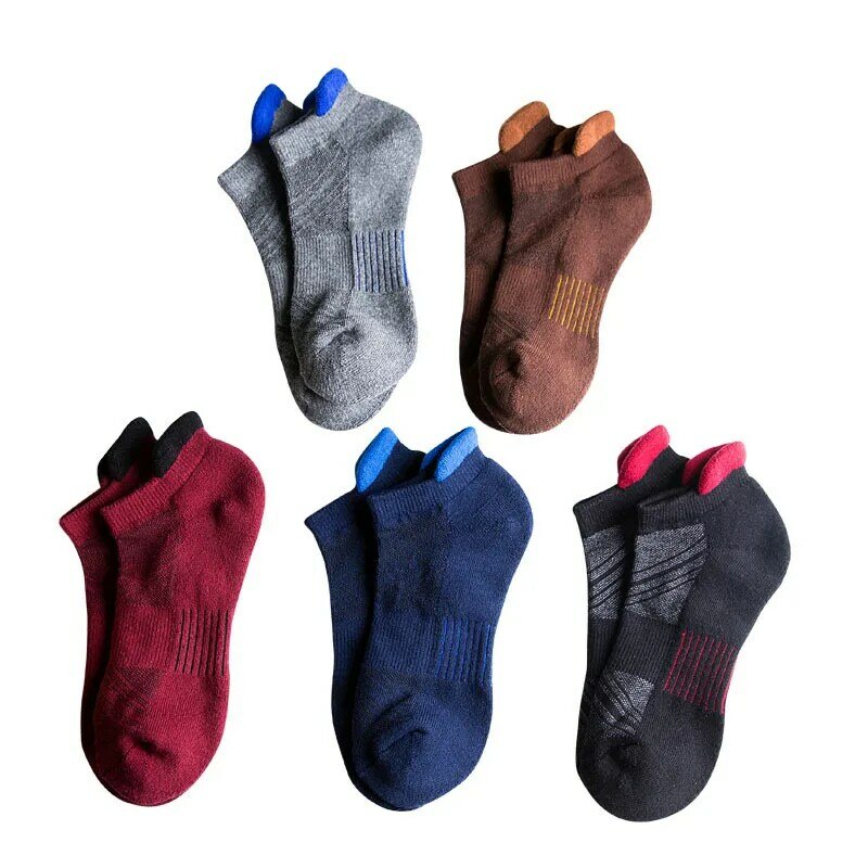 5 парт/лот хлопковые Компрессионные носки мужские хорошего качества толстые Дышащие Короткие носки до щиколотки короткие носки мужские носки