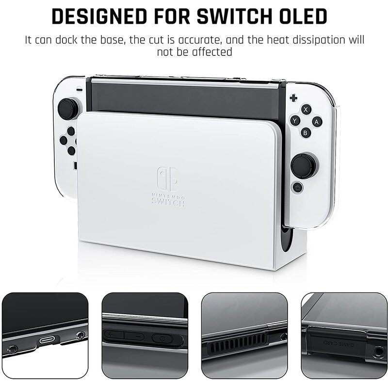 Hard Protective Clear Case Cover Compatible for Nintendo Switch OLED Soft TPU Crystal Shell for Switch Joycon Screen Protector