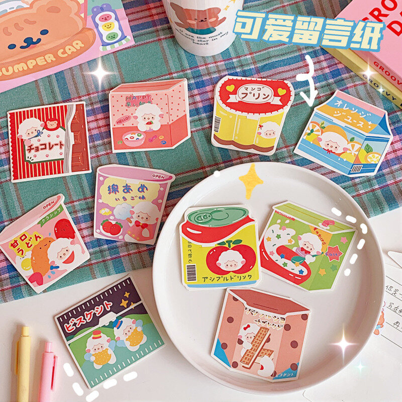 Korean Ins Creative Snacks 모양 만화 귀여운 학생 Diy 노트 용지, 카와이 재미있는 메시지 종이 학교 문구