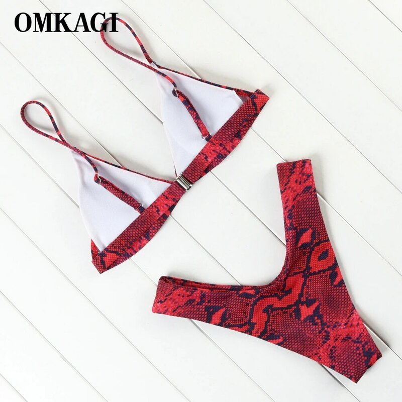 OMKAGI-microbikini de corte alto para mujer, traje de baño Sexy de leopardo, Bikini brasileño, 2020