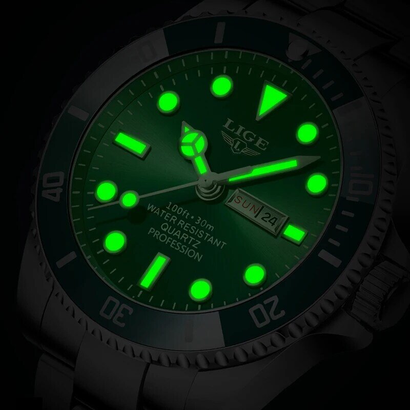 Lige 2021新メンズ腕時計トップブランドの高級ファッションビジネス時計男性のステンレス鋼防水腕時計レロジオmasculino