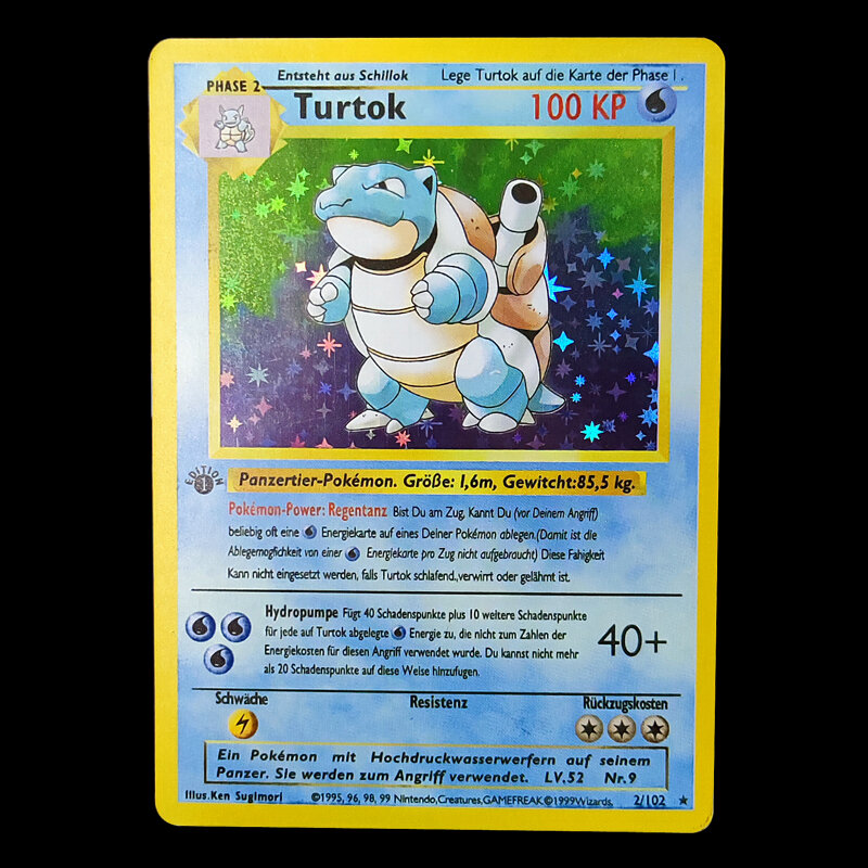 Diy Duitse Pokemon 1996 Editie Glurak Turtok Bisaflor Charizard Venusaur Blastoise German Game Collection Card child Toy gift