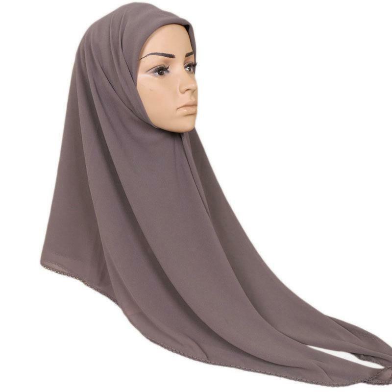 Écharpe Hijab musulmane en mousseline | Écharpe pour tête de châle, couleurs unies, 115cm x 115cm, haute qualité
