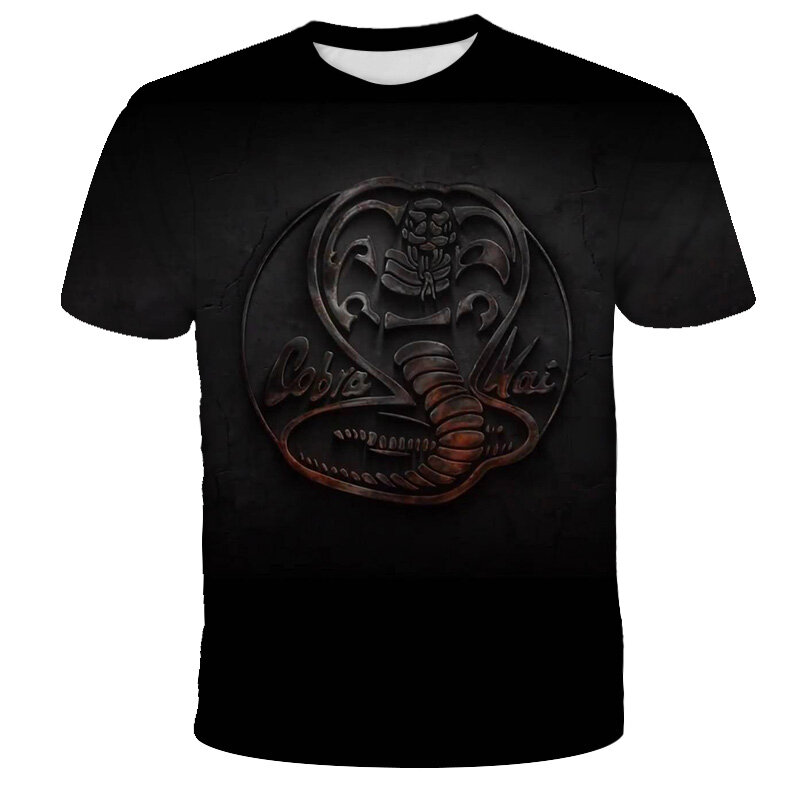 Lato Vintage Strike pierwsze uderzenie ciężko nie miłosierdzie dzieci 3D T-shirt z nadrukiem Retro Cobra Kai T shirt dzieci Karate dzieci tshirt