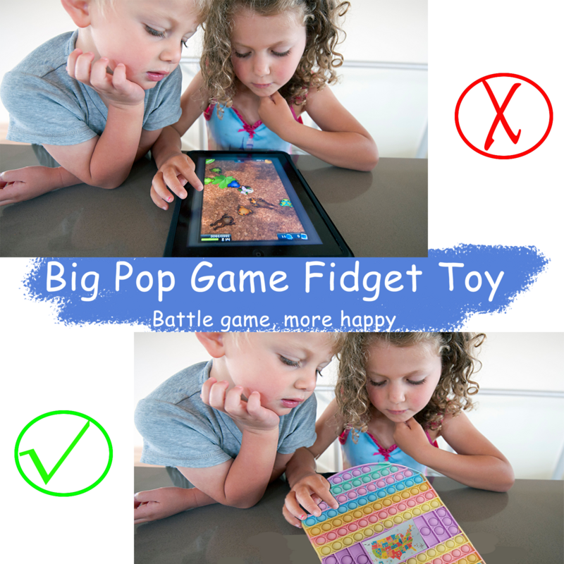 Placa de jogo do pop, brinquedos grandes da inquietação do jogo do pop com dados, placa de xadrez do pop do silicone para o tempo dos pais-filho, jogo colorido do pop da inquietação