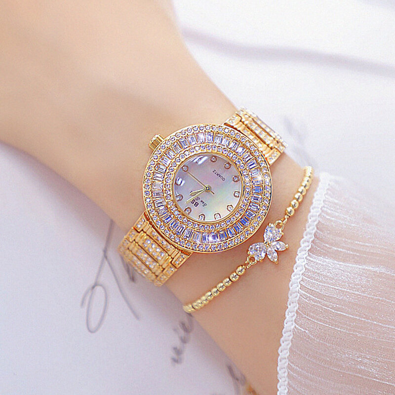 Frauen Uhren Luxus Rose Gold Armband Frau Quarzuhr Edelstahl Armbanduhr Diamant Weiblichen Uhr Relogio Feminino