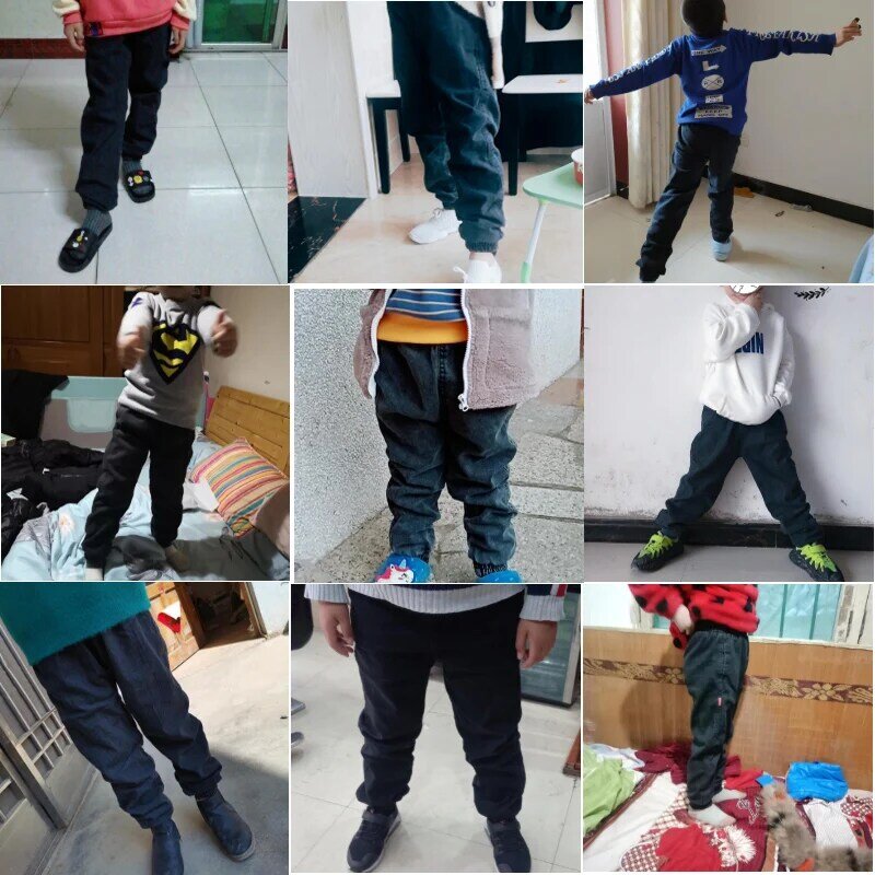 Jeans para meninos 4-13 anos, algodão lavado, outono e inverno, calças coreanas para bebê, meninos, crianças, mais veludo, venda imperdível