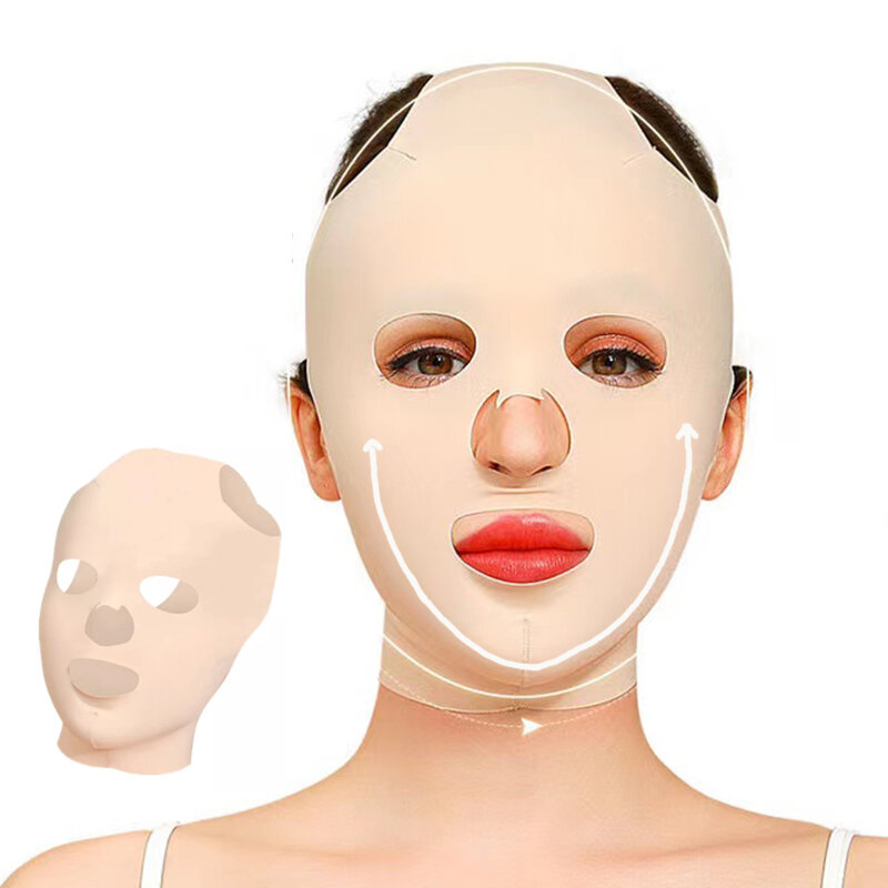 Masker Tidur Angkat Wajah Penuh Pembentuk V Perban Peramping Anti Kerut Wanita Kecantikan Antilembap Dapat Digunakan Kembali 3D