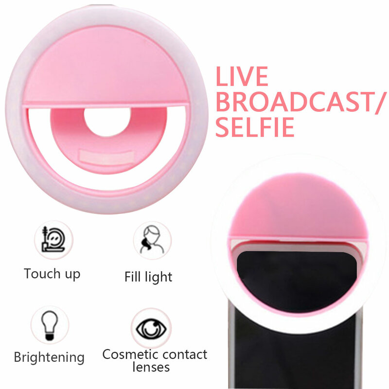 USB تهمة Led Selfie مصباح مصمم على شكل حلقة الجدة ماكياج الإنارات Led Selfie مصباح الهواتف المحمولة صور إضاءة ليد ليلية النيون تسجيل
