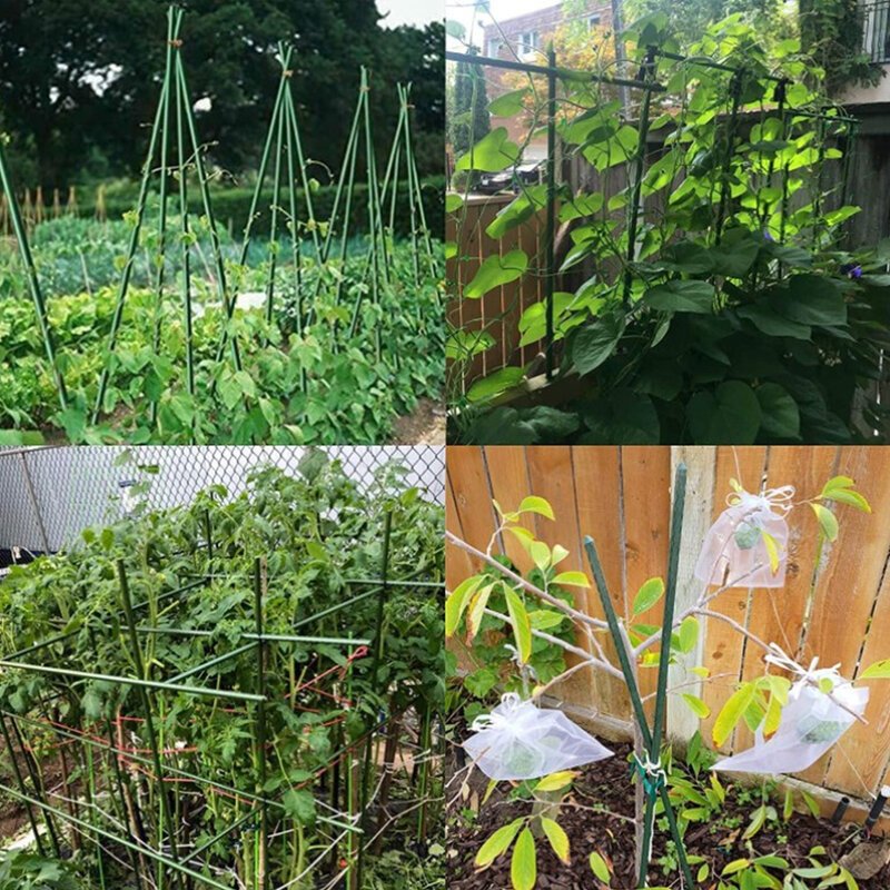 Piquets de plantes de 72 pouces (180cm) de longueur, pilier de jardinage, tube en acier revêtu de plastique pour soutenir les plantes grimpantes, fleurs et légumes