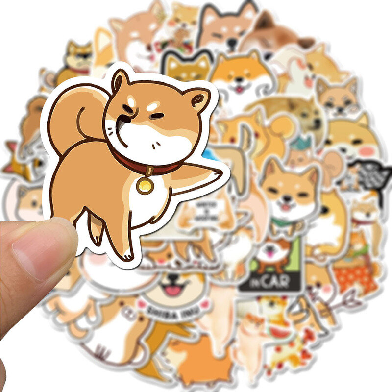 Adesivo de animais japoneses shiba inu, adesivo de animais japoneses para crianças pequenas, scrapbook de papelaria portátil de guitarra, adesivo de cachorro com peças