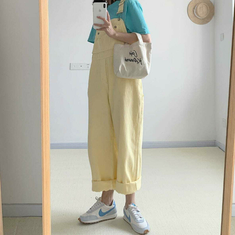 Women Jumpsuits Preppy Style Students Lovely Loose All-match Ankle-length Trousers Leisure Trendy Summer Daily Overalls Female
