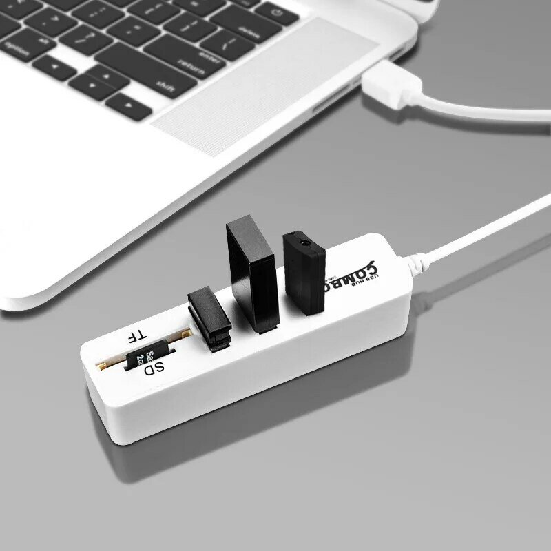 ANMONE – HUB à 3 ports USB 2.0 avec lecteur de carte Micro SD TF, adaptateur USB pour disque dur, clavier à souris filaire