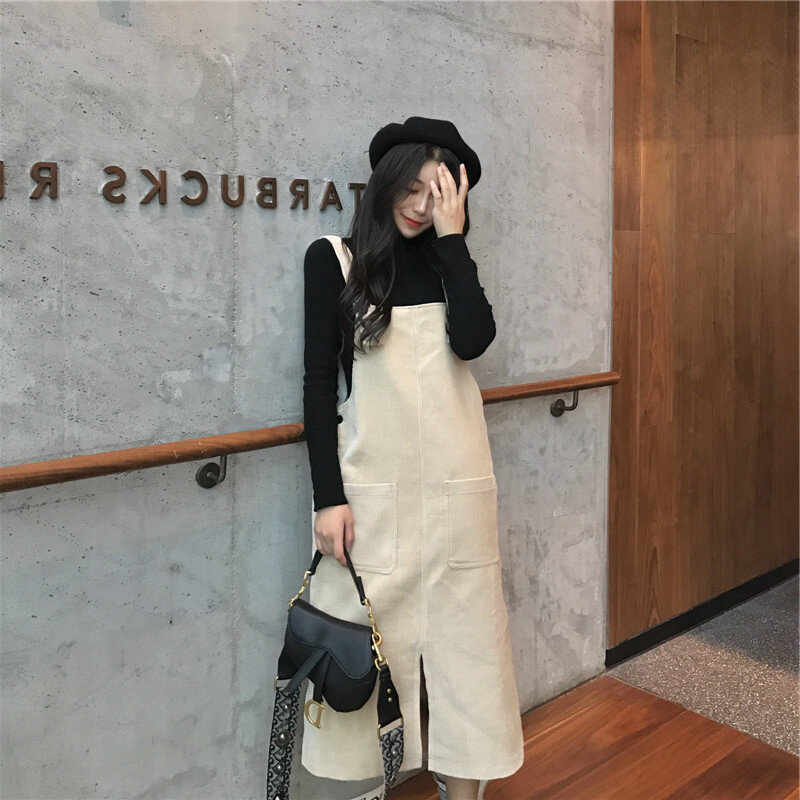 Suspender Skirt Women's Autumn Fried Street Graceful and Fashionable Autumn and Winter 2021new Western Style Youthful-Looking