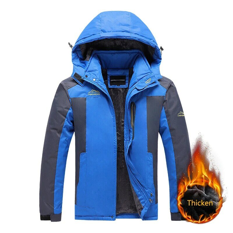 2021 jaqueta masculina além de veludo espessamento montanhismo roupas à prova de vento casaco casual dos homens inverno com capuz ao ar livre tamanho grande 9xl