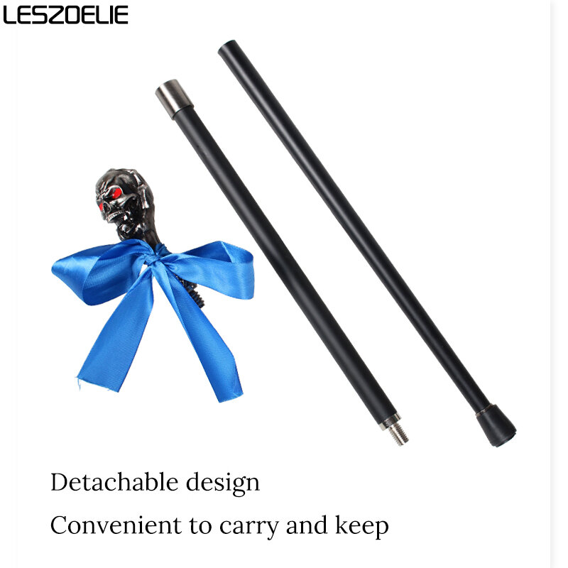 해골 머리 손잡이 워킹 스틱 남성 패션 장식 워킹 지팡이, 빈티지 금속 지팡이 분리형 스틱