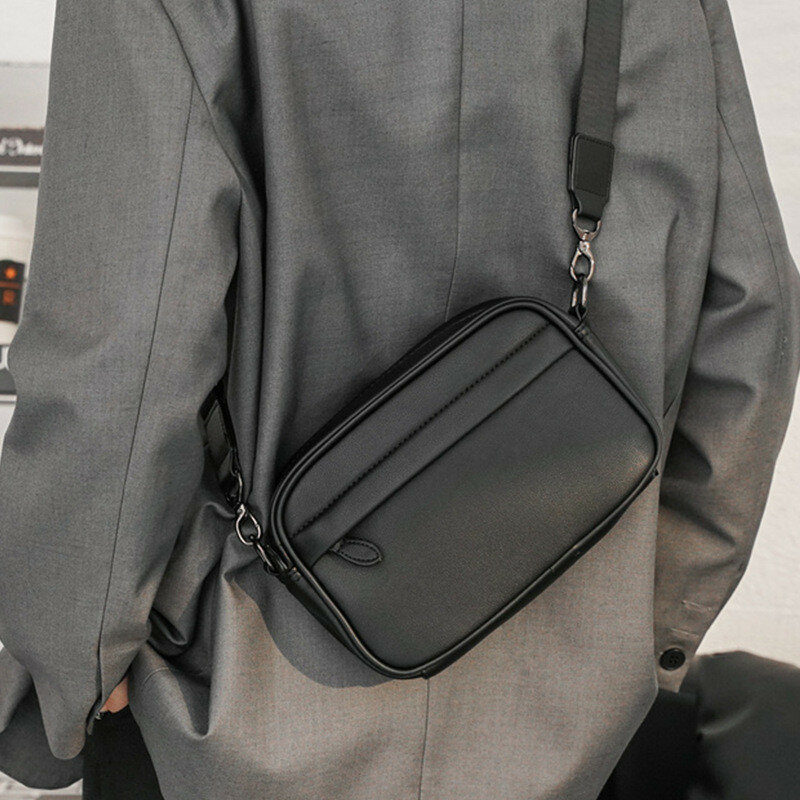 2021 New Fashion borsa a tracolla singola per uomo borsa da uomo causale Business borse a tracolla piccole borsa in pelle borsa da uomo Vintage nera