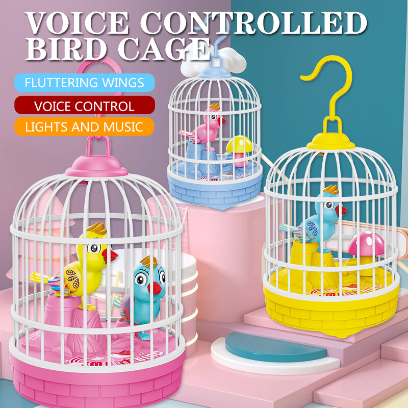 jaula eléctrica con control de voz Juguetes familiares de aves parlantes para niños regalo 