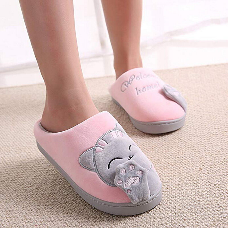 Women Winter Home Slippers Cartoon Shoes Non-slip Soft Winter Warm House Slippers Indoor Bedroom Lovers Couples