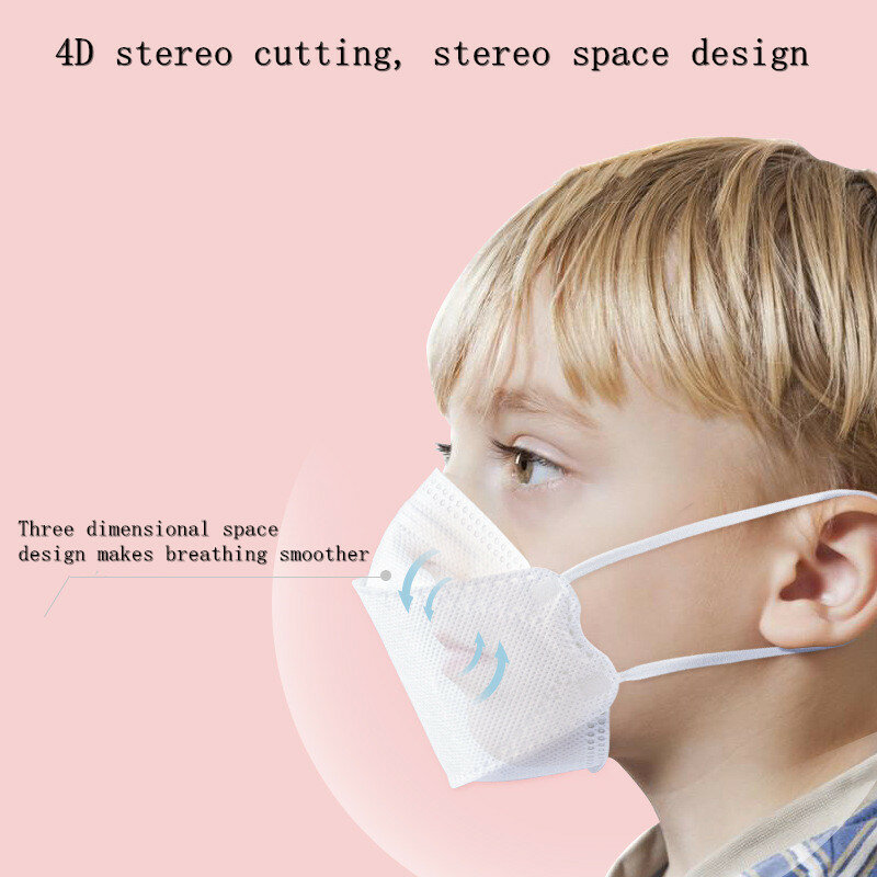 Mascarilla FFP2 para niños de 3 a 12 años, máscara KN95 de 4 capas con filtro FFP2, respirador CE, con forma de pez, 50 Uds.