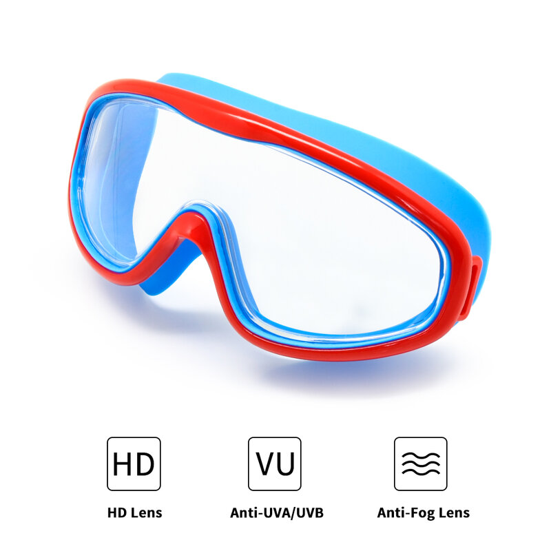 Для детей, плавательные очки, Детская разноцветная маска для подводного плавания с широким зрением, затычки для ушей, для занятий спортом на...