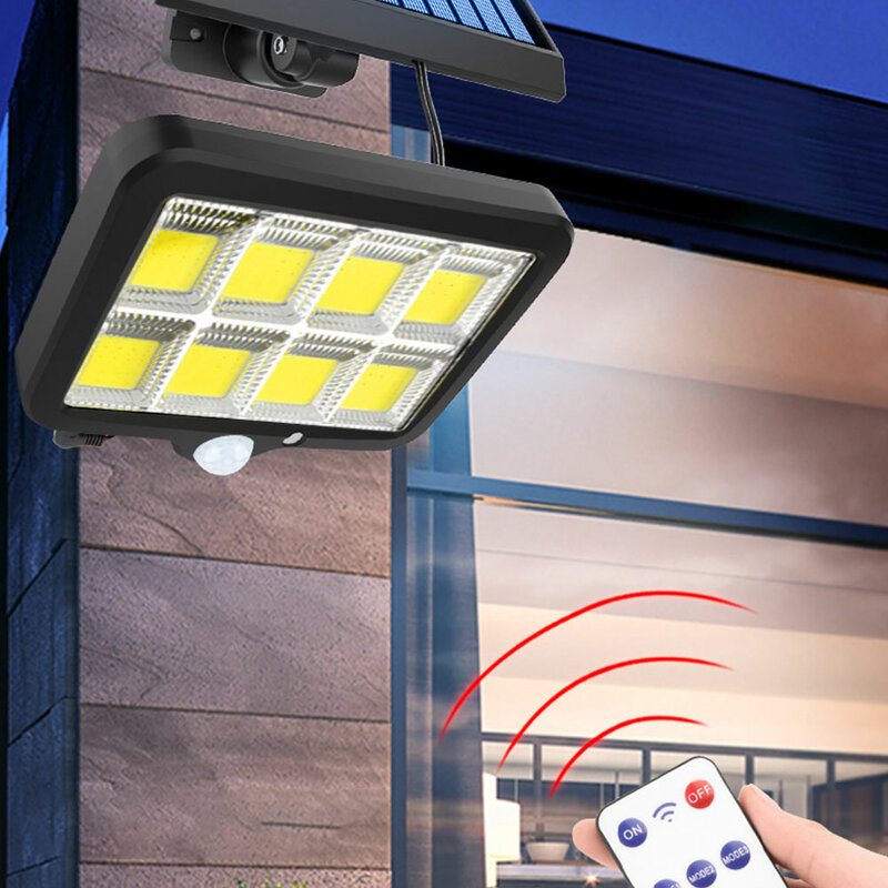 Luces solares de seguridad para exteriores, lámpara de decoración de pared con Sensor de movimiento y Control remoto para patios exteriores